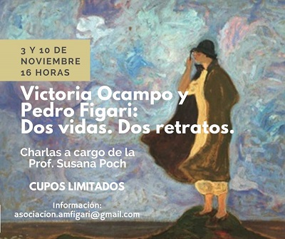 Invitación sobre imagen del retrato de Victoria Ocampo realizado por Pedro Figari 