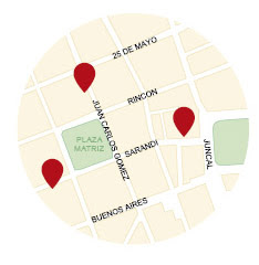 Mapa con los tres museos