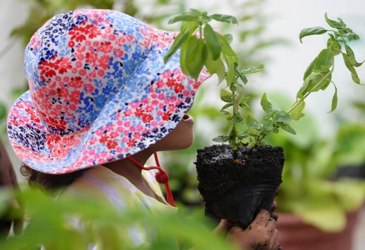 niña con planta