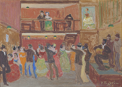 Pedro Figari. Cabaret. Sin fecha. Óleo sobre cartón. 48,5 x 68,5 cm