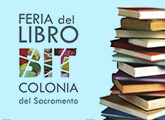 Afiche donde se ve una pila de libros, con el título de la feria.