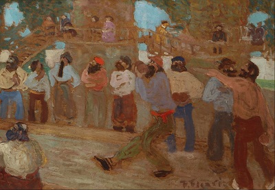 Cancha de bochas. Óleo sobre cartón 34.5 cm. x 49.5 cm. Museo Nacional de Bellas Artes (Buenos Aires, Argentina)