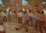 Cancha de bochas. Óleo sobre cartón 34.5 cm. x 49.5 cm. Museo Nacional de Bellas Artes (Buenos Aires, Argentina)